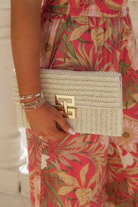 Party Nights Straw Clutch Bag - Off White