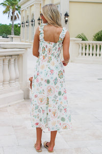 Summer Brunch Date Smocked Midi Dress - Olive