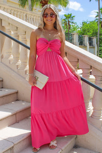 Poolside Party Open Back Maxi Dress - Hot Pink