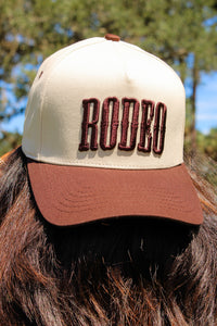 RODEO Letter Embroidered Snapback Trucker Hat - Brown