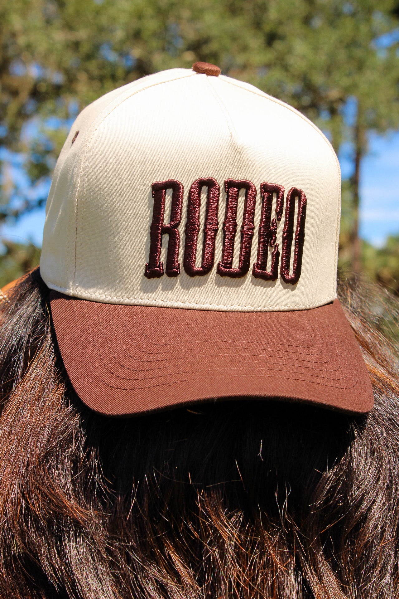 RODEO Letter Embroidered Snapback Trucker Hat - Brown