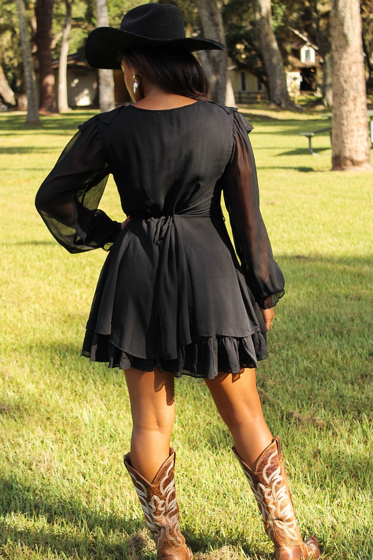 Midnight Romance Ruffled Mini Dress - Black