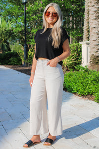 Dear John: Audrey Wide Leg Pants - Stone