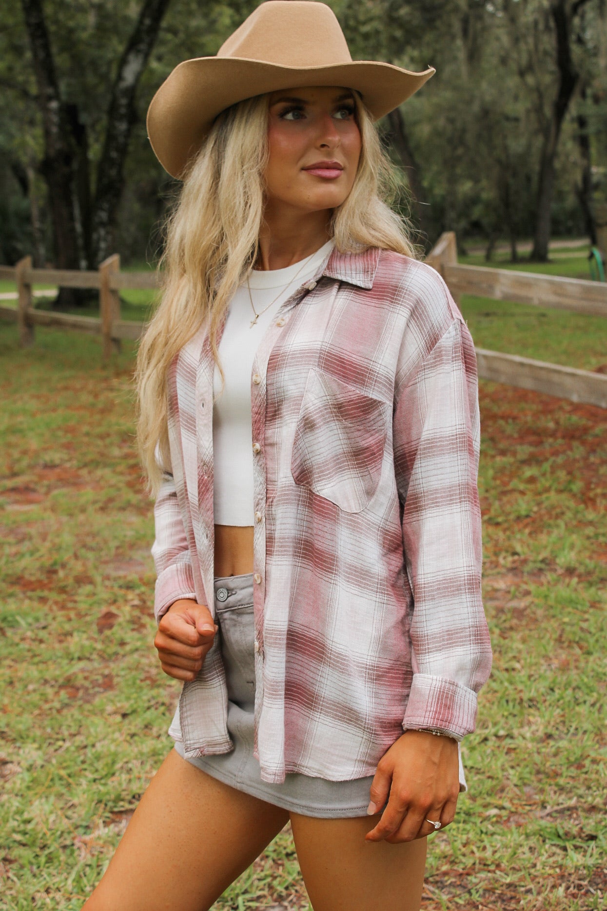 Campfire Nights Cozy Plaid Flannel - Dusty Pink