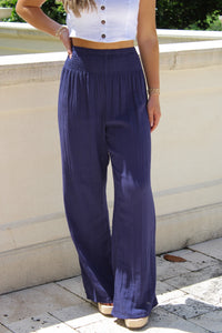 Lotus & Luna: Wide Leg Cotton Pants - Oxford