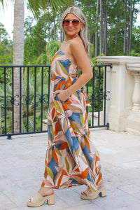 Bold Feelings Tropical Printed Maxi Dress - Persimmon Blue