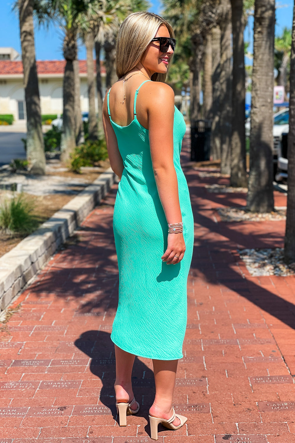 Dancing Beauty Cowl Neck Midi Dress - Jade | Makk Fashions
