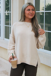 Roll With It Long Sleeve Sweater - Oatmeal