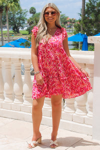 Breezy Spring Tiered Mini Dress - Magenta