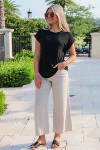 Feeling Easy Days Hacci Slub Top - Black