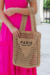 Paris Braided Square Tote Bag - Khaki
