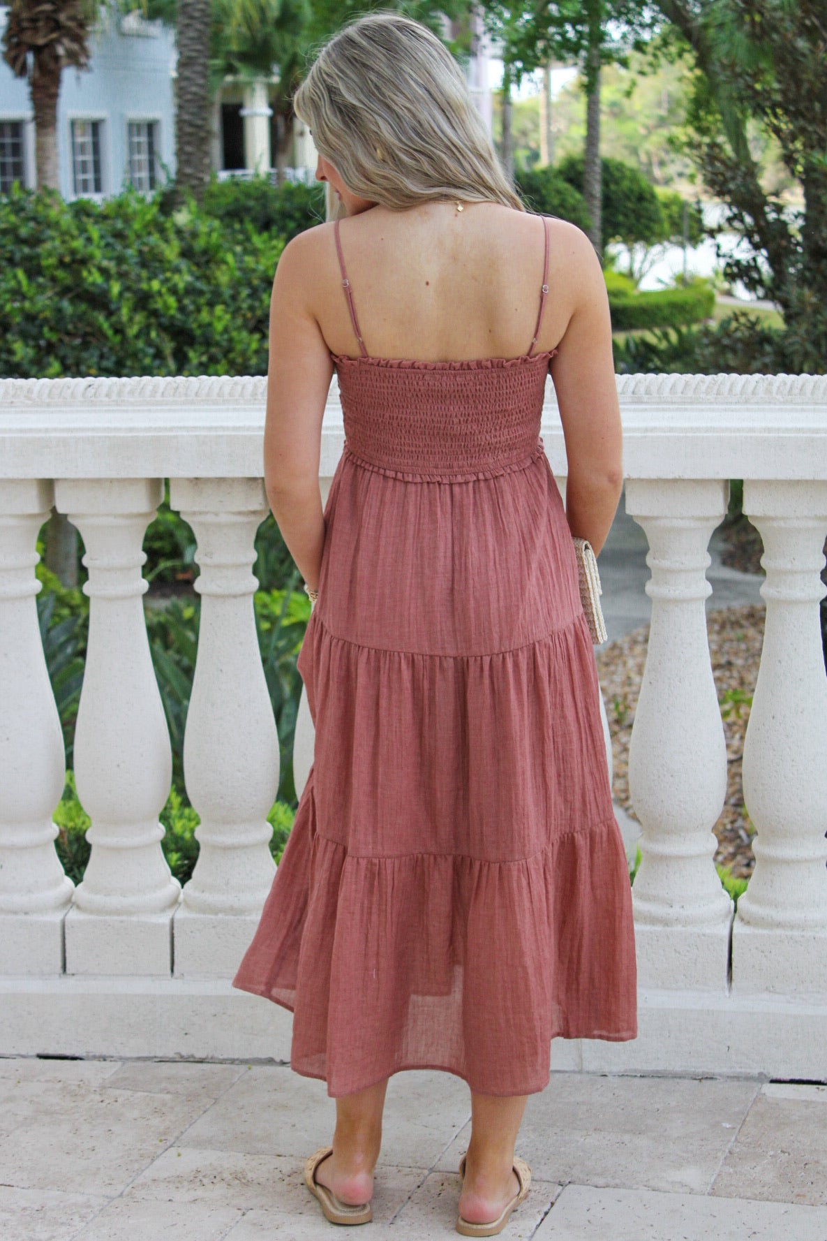 Sweet Innocence Smocked Midi Dress - Cinnamon