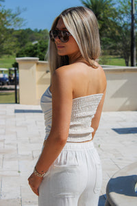 Breezy Beach Walks Linen Tube Top - Oatmeal