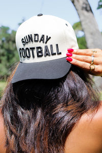 Sunday Football Embroidered Snapback Trucker Hat - Black