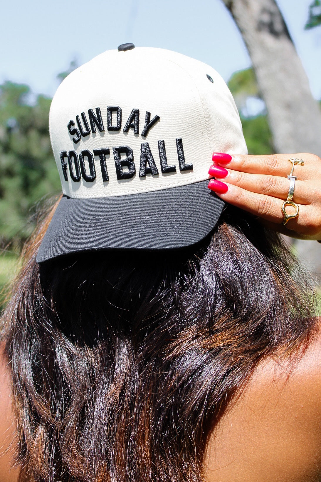 Sunday Football Embroidered Snapback Trucker Hat - Black