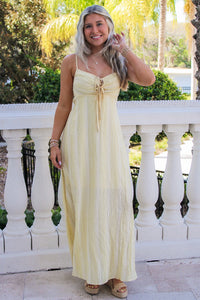 Sunny Days Tie Front Maxi Dress - Yellow