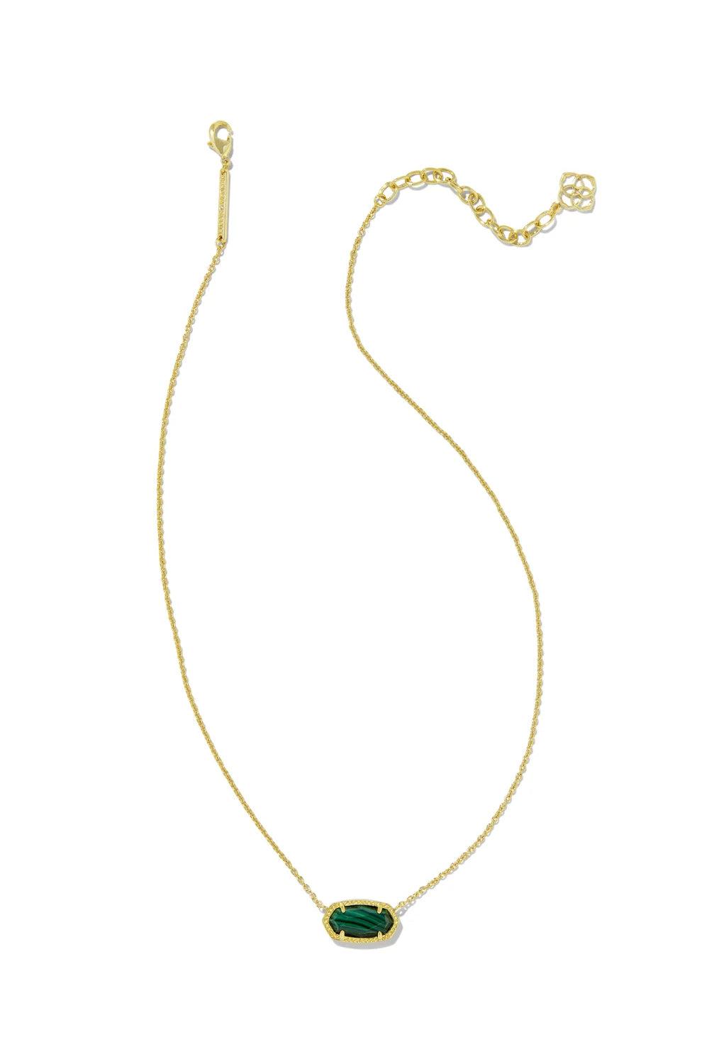 Kendra Scott: Elisa Gold Chain Necklace - Green Malachite | Makk Fashions