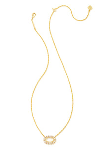 Kendra Scott: Elisa Gold Crystal Frame Short Pendant Necklace - Ivory Mother of Pearl | Makk Fashions