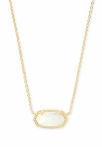 Kendra Scott: Elisa Gold Short Pendant Necklace - White Opal | Makk Fashions