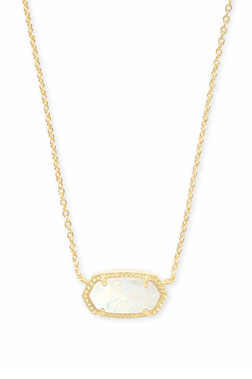 Kendra Scott: Elisa Gold Short Pendant Necklace - White Opal | Makk Fashions