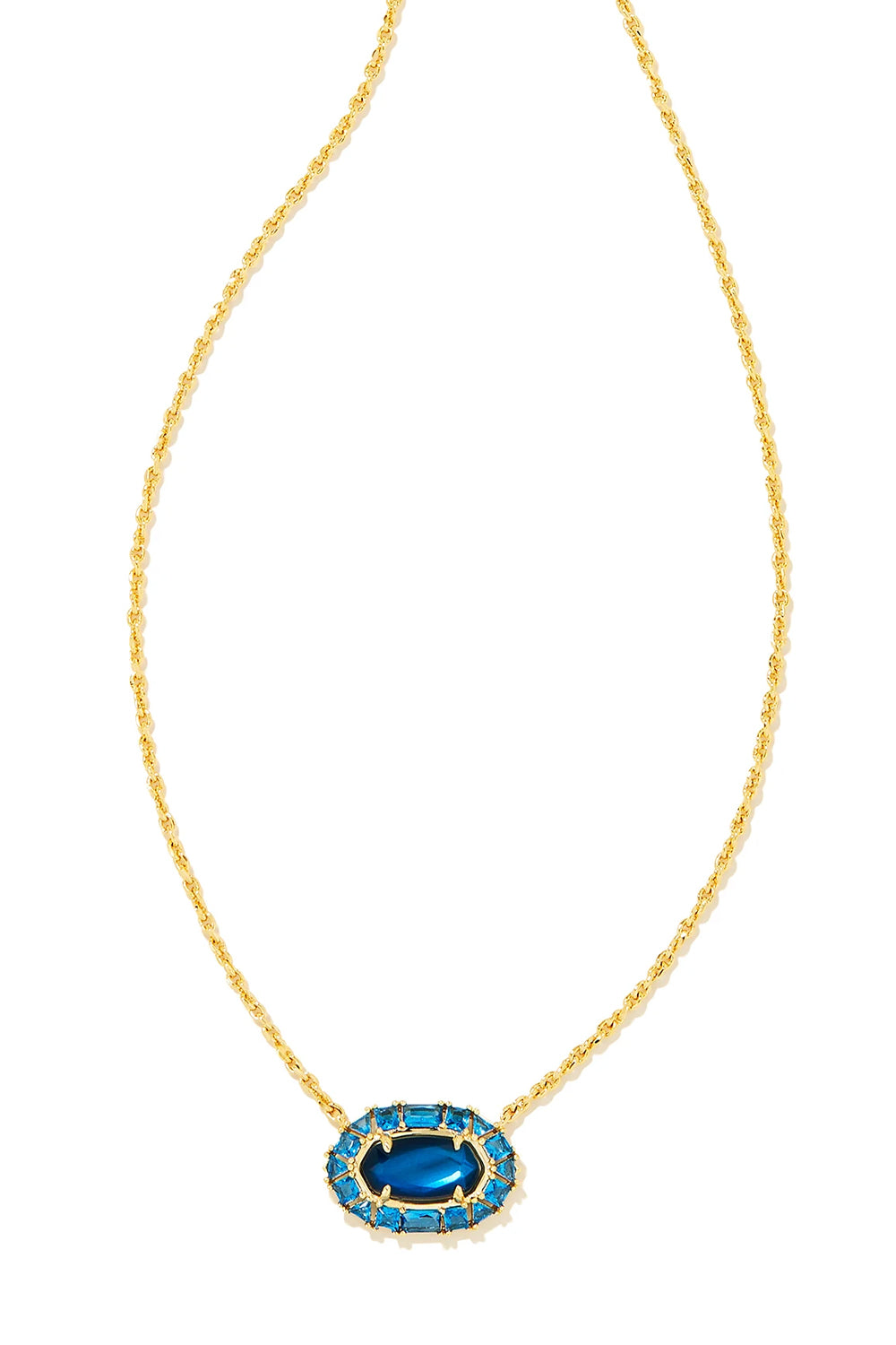 Kendra Scott: Elisa Silver Crystal Frame Short Pendant Necklace - Sea Blue Illusion | Makk Fashions