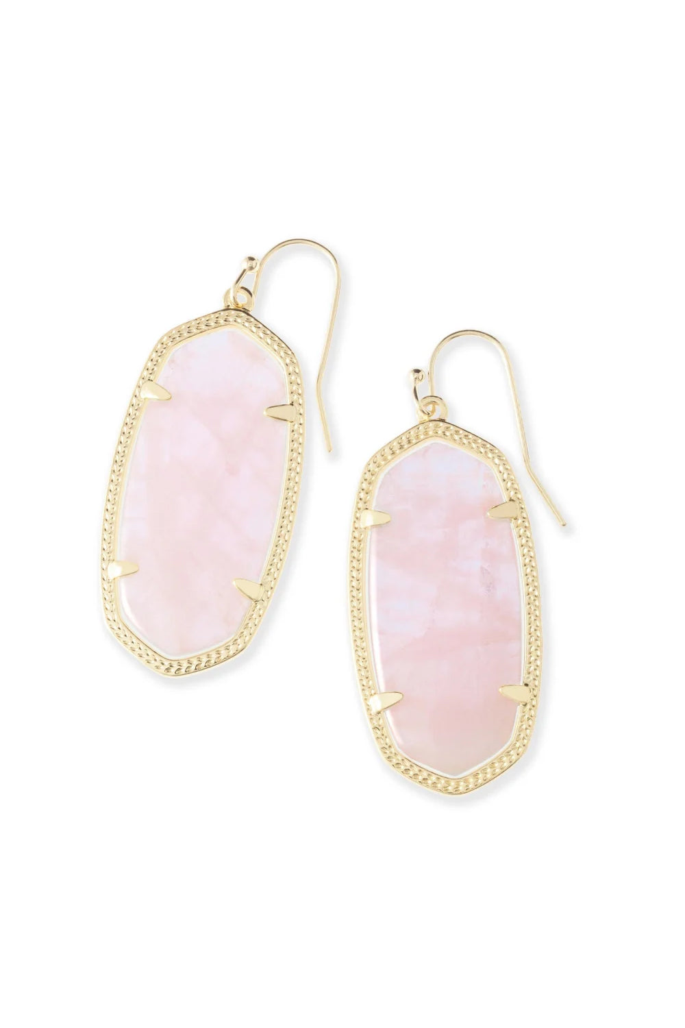 Kendra Scott: Elle Gold Drop Earrings - Rose Quartz | Makk Fashions