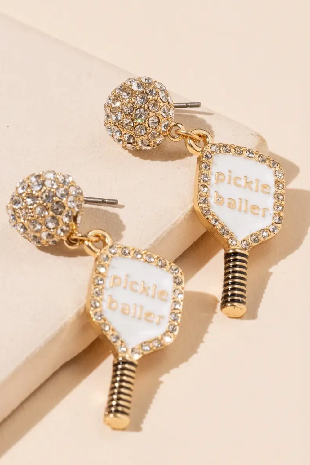Enamel "Pickle Baller" Gold Dip Dangling Earring | Makk Fashions