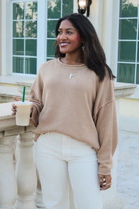 Roll With It Long Sleeve Sweater - Tan