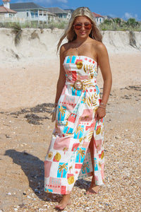 Resort Life Strapless Belted Maxi Dress - Amalfi Coast