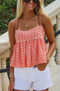 Beach Brunch  Babydoll Floral Top - Coral