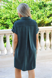 Urban Edge Button Down Suede Dress - Salamander