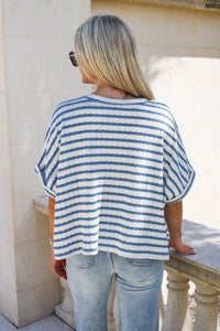 Call Me Casual Stripe Knit Top - Denim