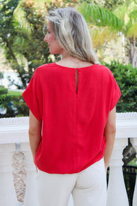 Casual Days Ahead Linen Top - Red