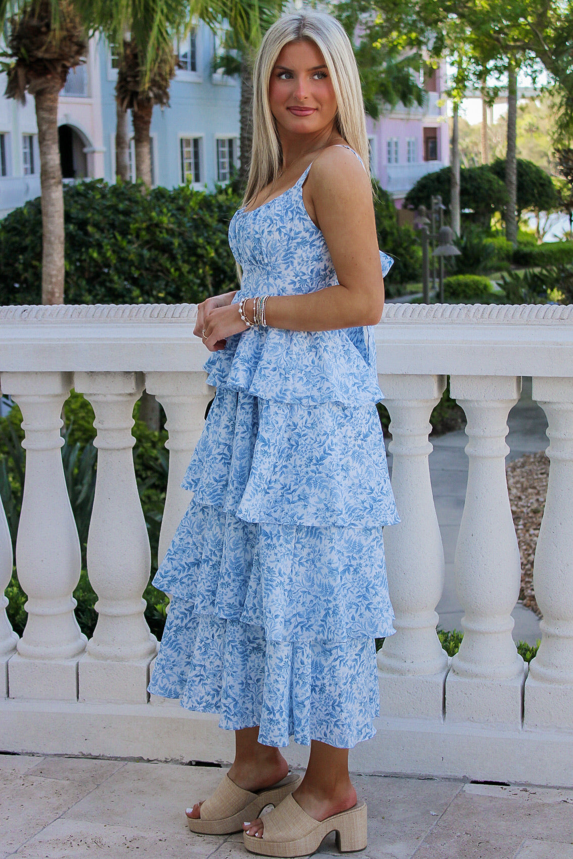 Beautiful Days Ruffle Tiered Maxi Dress - Blue