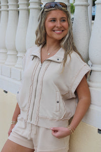 Ainsley Zip-Up Vest - Sand
