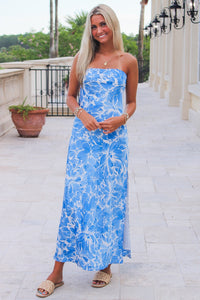 Enchanted Evenings Strapless Maxi Dress - Blue