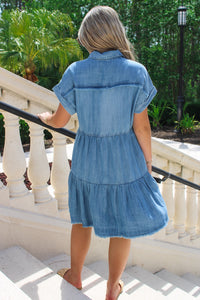 Summertime Dreams Ruffle Mini Dress - Denim