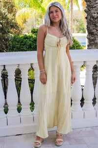 Sunny Days Tie Front Maxi Dress - Yellow
