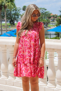 Breezy Spring Tiered Mini Dress - Magenta