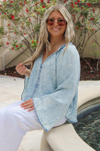 Free Times Mineral Washed Top - Denim