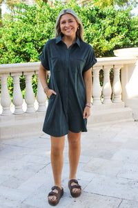 Urban Edge Button Down Suede Dress - Salamander