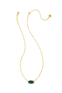 Kendra Scott: Faceted Gold Elisa Short Pendant Necklace - Dark Teal Mica | Makk Fashions