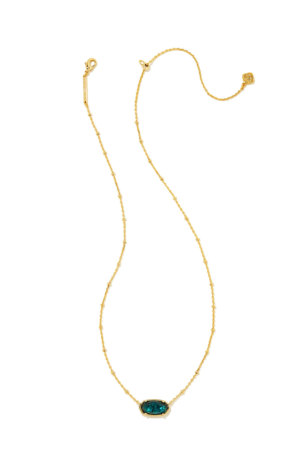 Kendra Scott: Faceted Gold Elisa Short Pendant Necklace - Dark Teal Mica | Makk Fashions