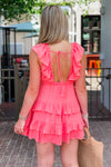 Feeling Flirty Open Back Tiered Mini Dress - Coral | Makk Fashions