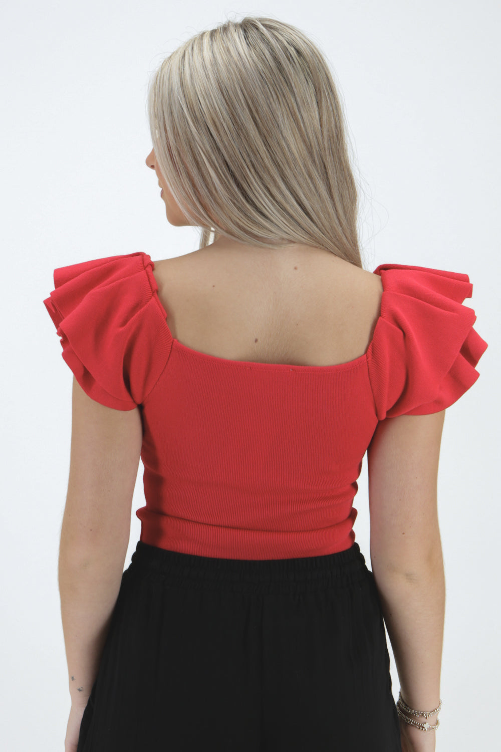 Feeling Lucky Ribbed Knit Top - Red | Makk Fashions