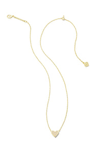 Kendra Scott: Framed Ari Heart Gold Short Pendant Necklace - Iridescent Drusy | Makk Fashions