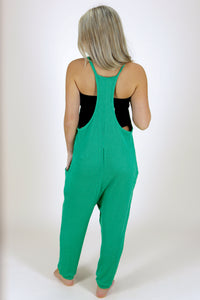 Free Time French Terry Jumpsuit - Green | Makk Fashions