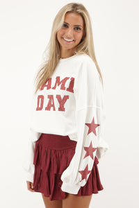 GAME DAY Crew Neck Sweatshirt - White