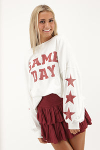 GAME DAY Crew Neck Sweatshirt - White