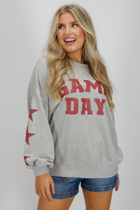 GAME DAY Crewneck Sweatshirt - Heather Gray | Makk Fashions